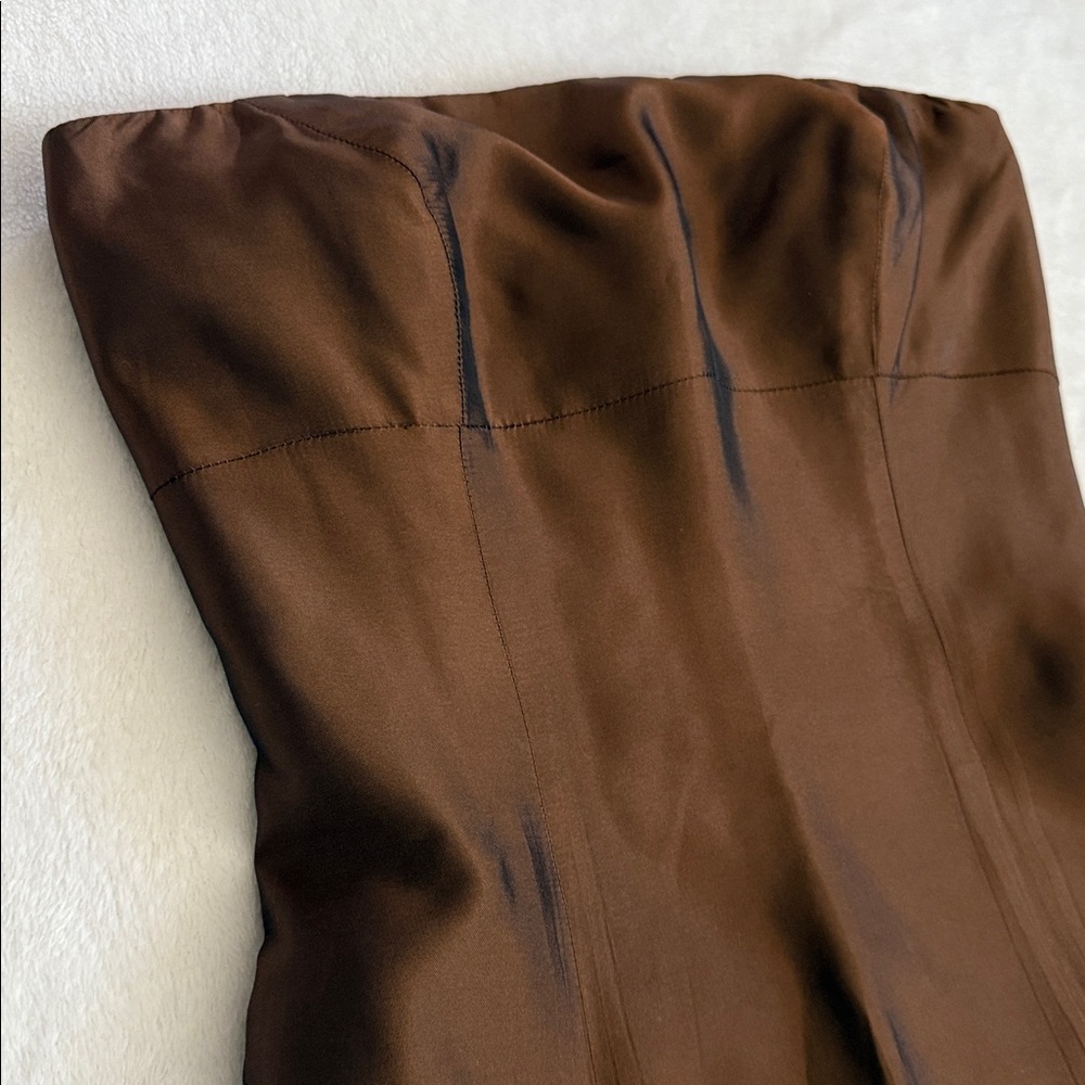 {VTG} Vera Wang | Strapless Bronze Taffetta Dress (6) - Picture 2 of 16